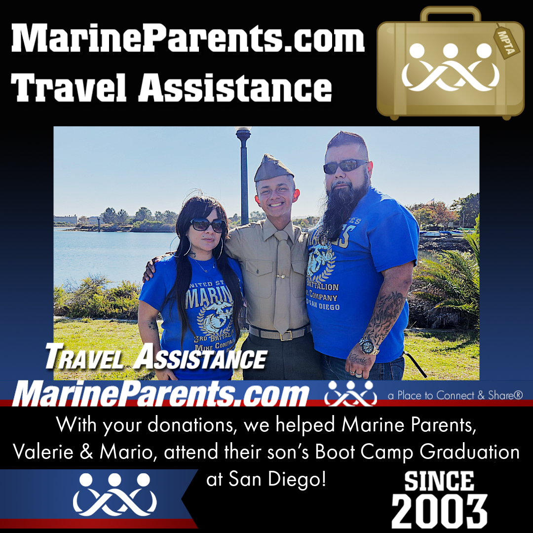 Marine Parents USMC Travel Assistance Boot Camp Graduation